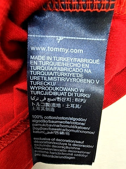 Tommy Hilfiger Men's Red Striped Organic Cotton T-Shirt L Crewneck