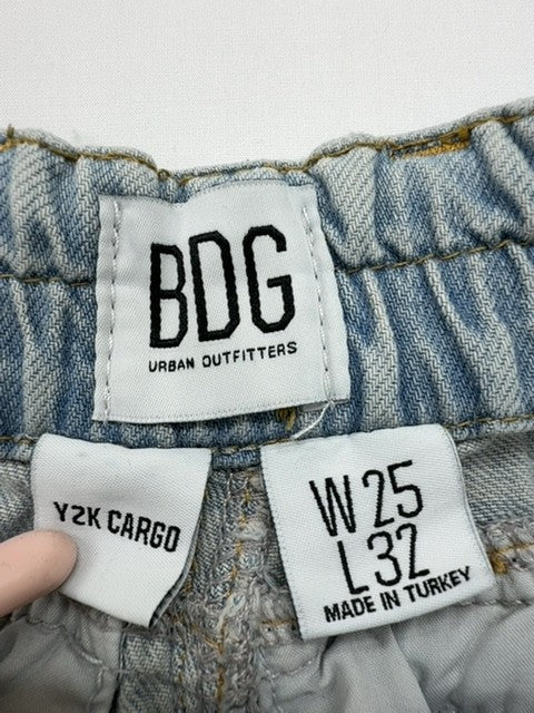 BOG Boys Light Blue Cargo Jeans L/25 Relaxed Fit Button Closure