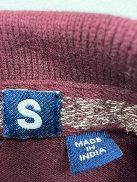 Superdry Men's Burgundy Polo Size S Vintage Destroyed Button Collared Knit