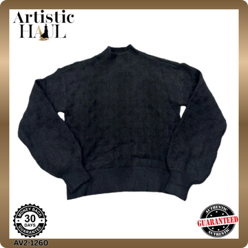 Vila Women's Black Mock Neck Balloon Sleeve Sweater XS