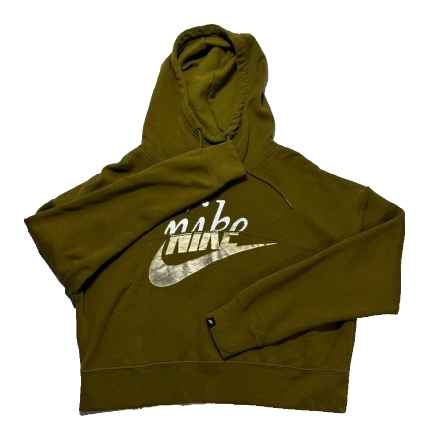 Nike Olive Green Cropped Hoodie Pullover Women's Size S