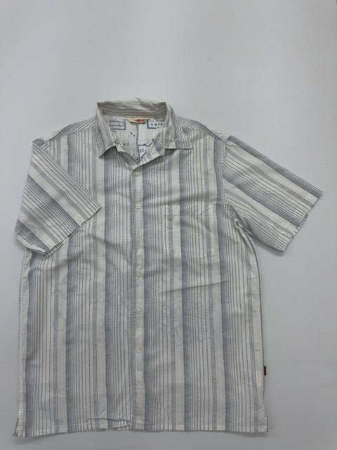Lee Cooper Boys Light Blue Striped Polo Shirt Size XL Casual Button-Up