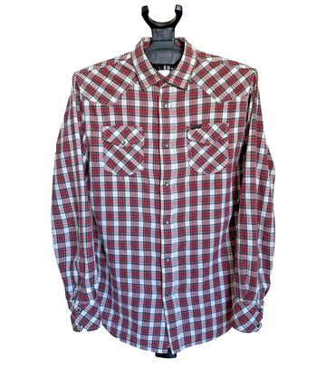 Diesel Men's Dress Shirts Camicia Plaids & Checks Tartan Red - Size M