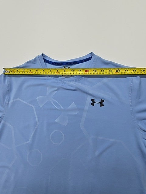 Under Armour Men Light Blue HeatGear T-Shirt 3XL Graphic Logo Regular Fit