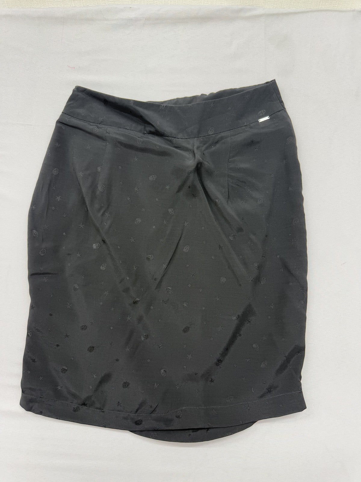 Ikks Wrap Knee Length Skirt EU 34 Charcoal Grey Floral Ruffle