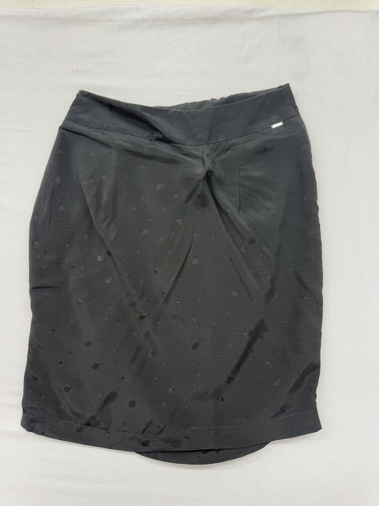 Ikks Wrap Knee Length Skirt EU 34 Charcoal Grey Floral Ruffle
