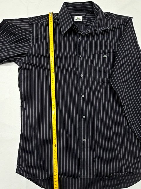 Lacoste Men's Navy White Stripe Cotton Button Down Shirt 43