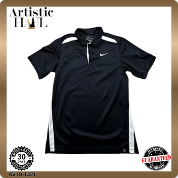 Nike Men's S Black/White Striped Dri-FIT Polo Golf Shirt Short Sleeve