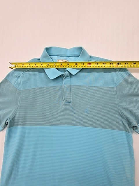 Calvin Klein Jeans Men's Light Blue Striped Polo Size S