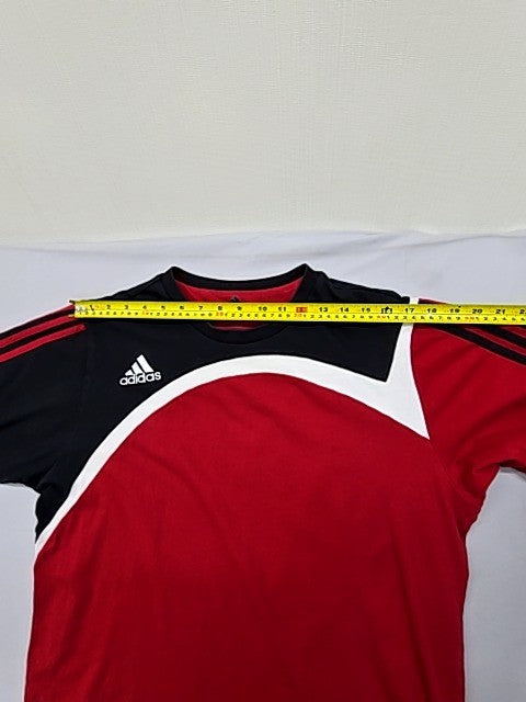 Adidas Unisex Red 3-Stripes Jersey Short Sleeve Size L Crewneck