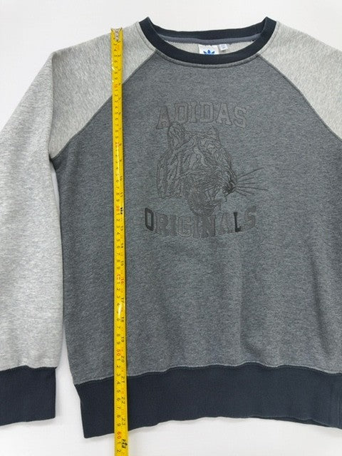 Adidas Boys Gray Raglan Sweatshirt Size 36 Originals Crew Neck Pullover