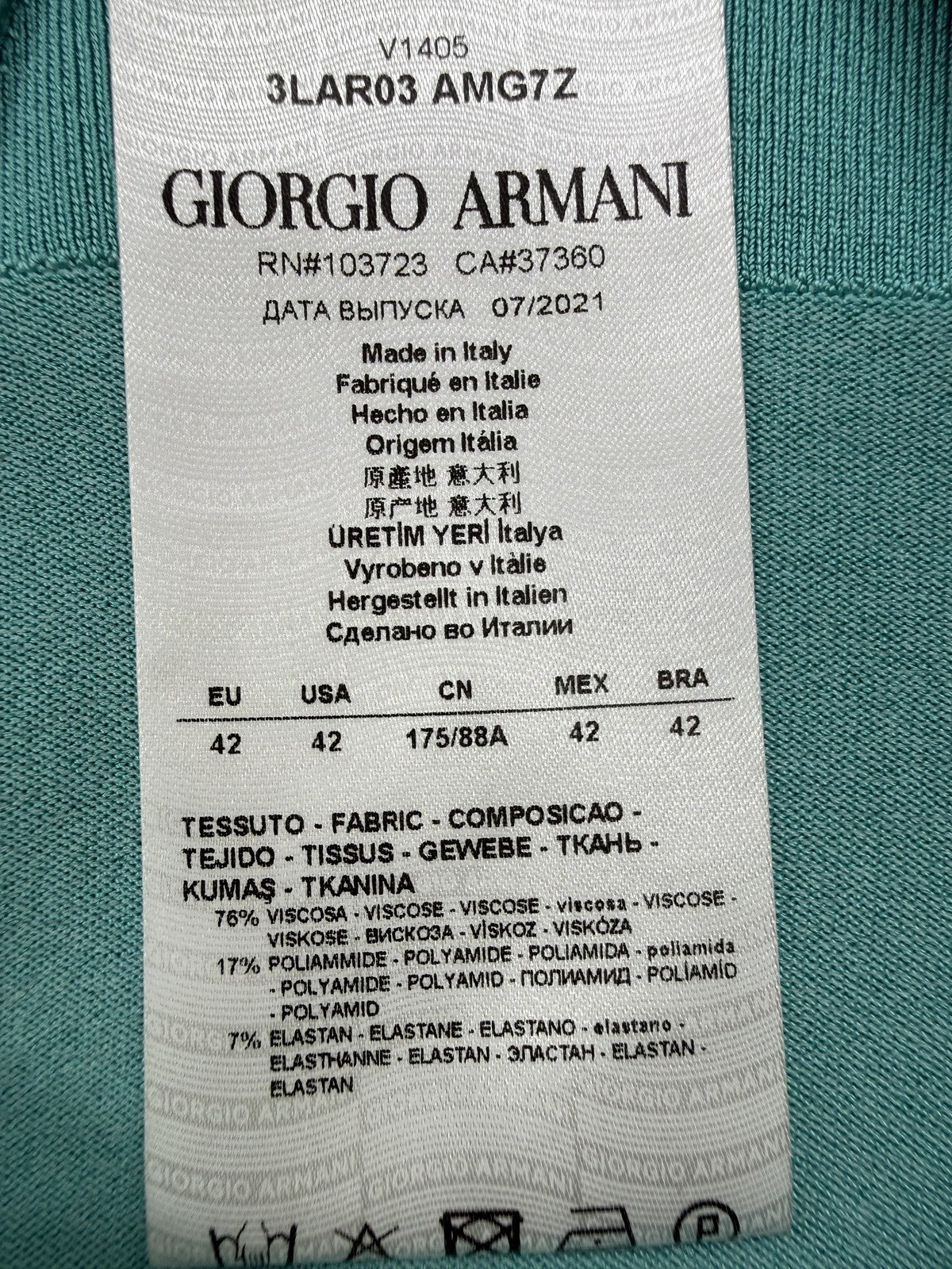 Giorgio Armani Women’s Teal Ribbed Bodysuit EU 42