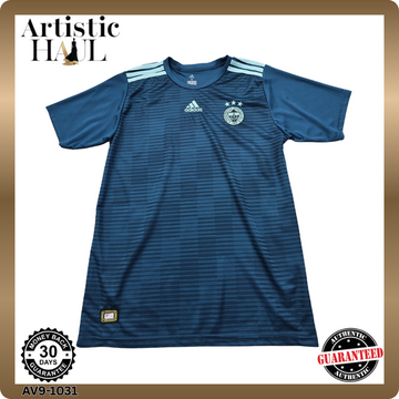 Adidas Men's Navy Striped Soccer Jersey M Short Sleeve Climacool