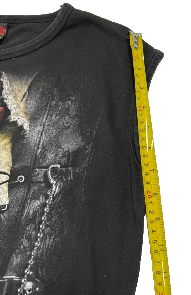Spiral-Branded Black Cotton Sleeveless T-Shirt - Size L