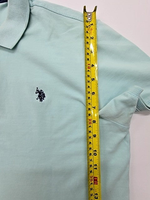 U.S. Polo Assn Men Light Blue Cotton Polo Shirt Size L Regular
