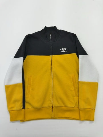 Umbro Mens Black Yellow Track Jacket Size L Full Zip Lightweight Fleece