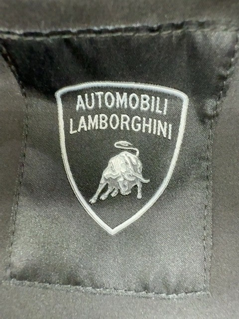 Lamborghini Black Zip Hoodie Men Reflective Piping Embroidered Logo