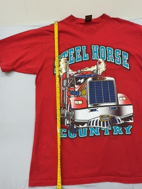 Sun Men's Red Motorcycle Graphic T-Shirt Large Cotton