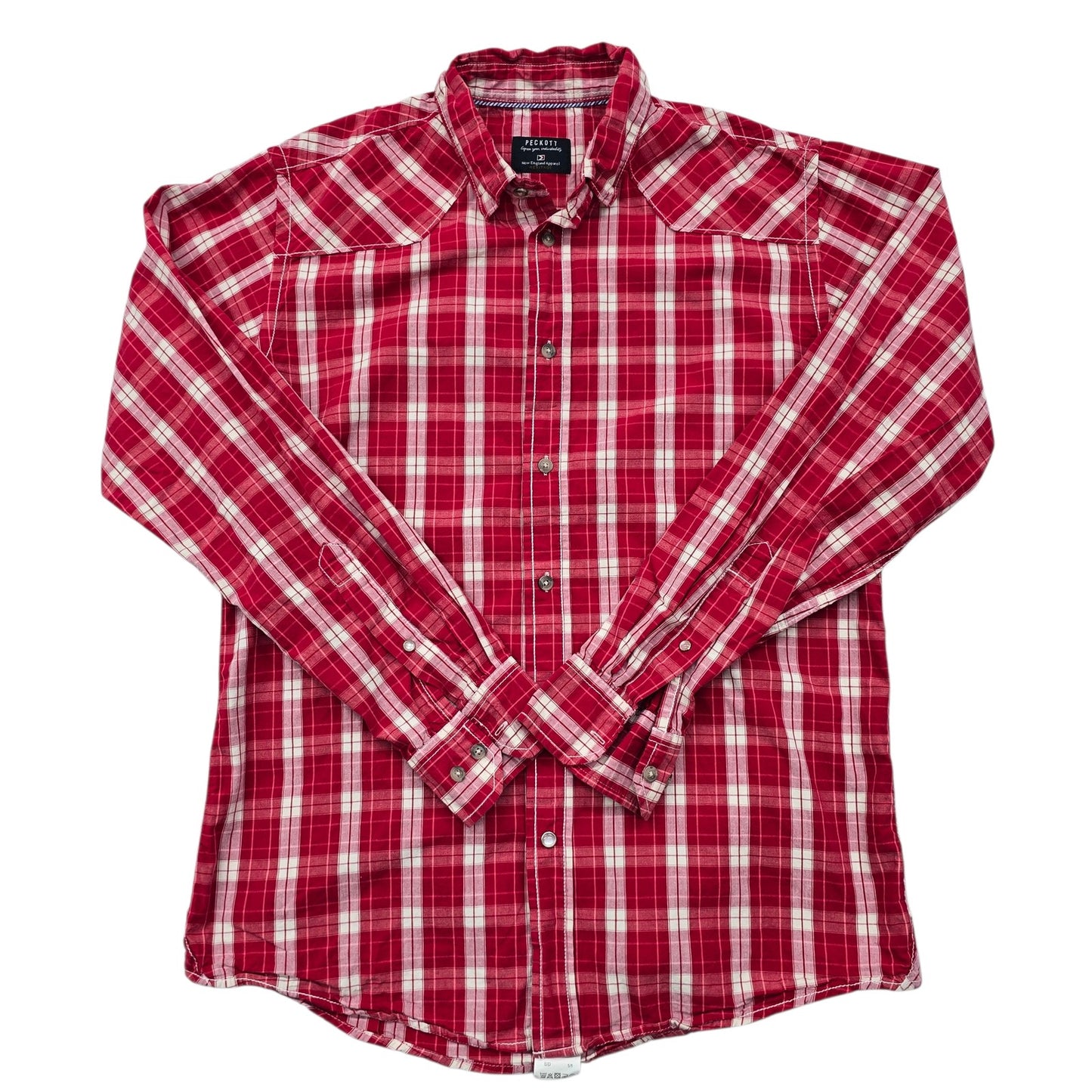 Peckott Heritage Plaid Long Sleeve Button-Up Shirt M Red/White
