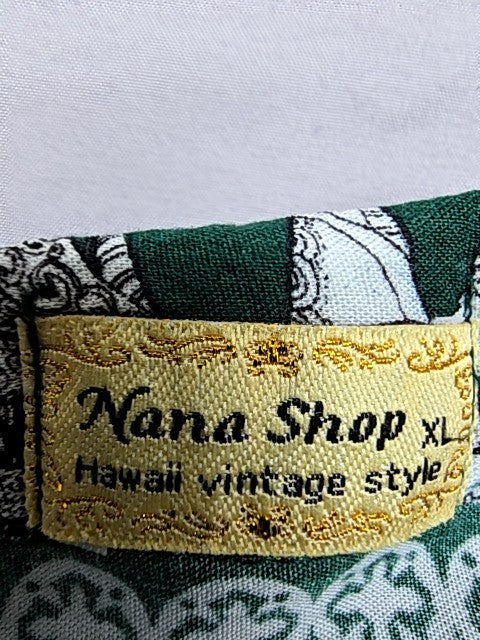 Nana Shop Unisex Green Elephant Hawaiian Shirt XL Short Sleeve