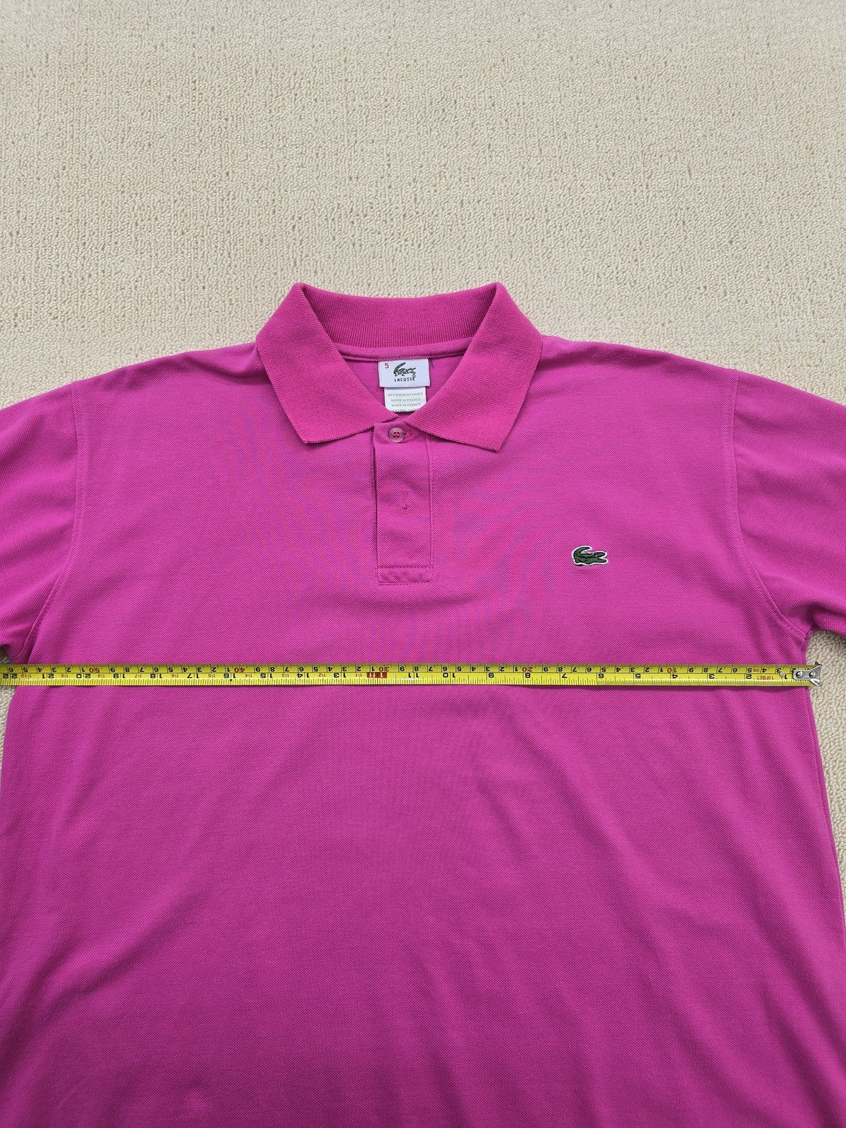 Lacoste Fuchsia Pink Men's L Short Sleeve Cotton Polo France Croc Logo
