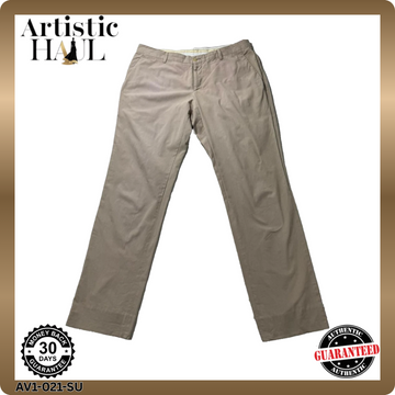 Giorgio Armani Men's Beige Pants Classic Fit Made In Italy Cotton Trousers | 42