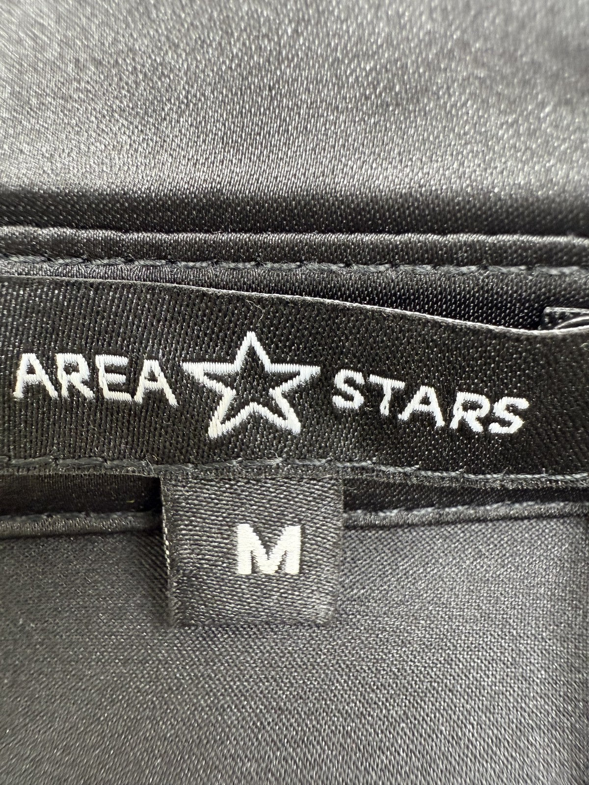 Area Stars Black Pleated Button Down Long Sleeve Blouse M