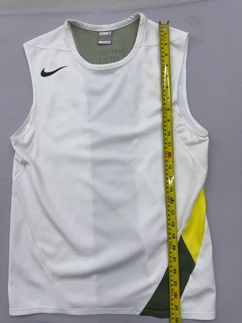 Nike Dri-FIT White Yellow S Sleeveless Tank Top Workout Crewneck