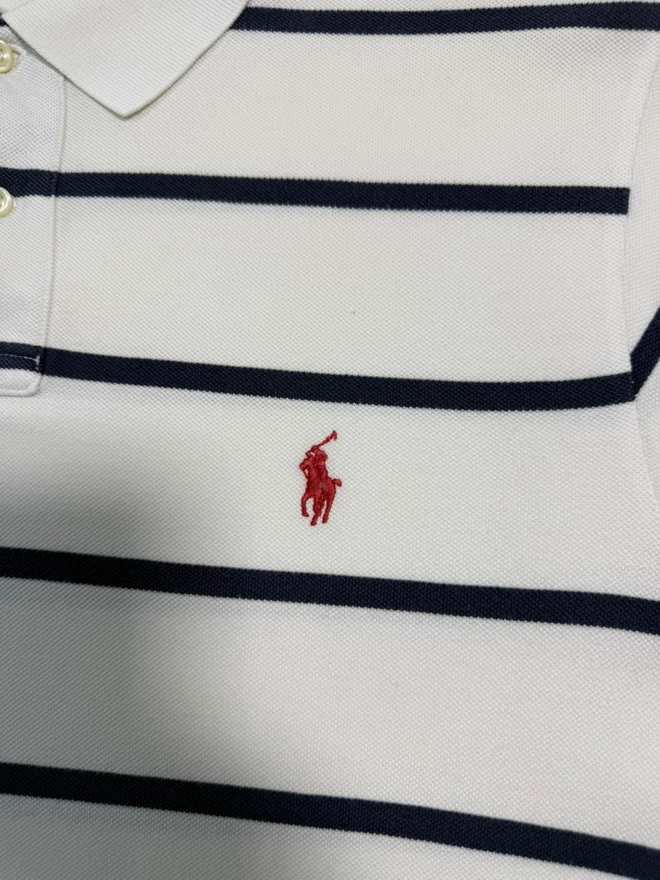 Polo Ralph Lauren Classic Fit Soft Cotton Polo Shirt In White With Navy Blue -XL