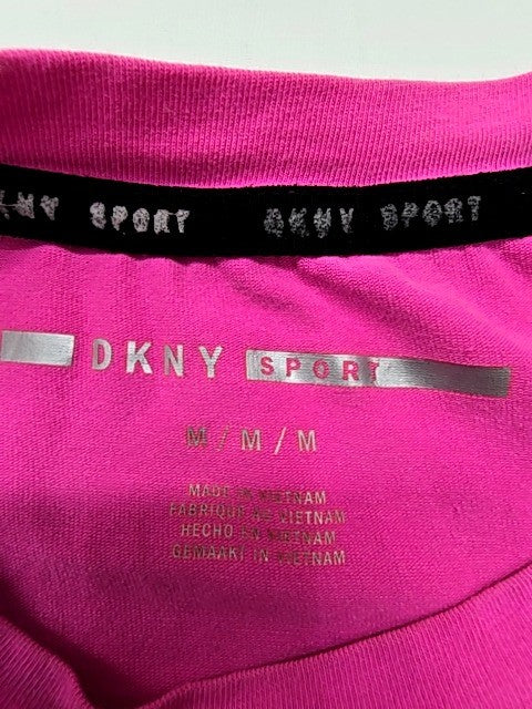 DKNY Women Pink Sport Logo T-Shirt Cotton Blend Size M Regular
