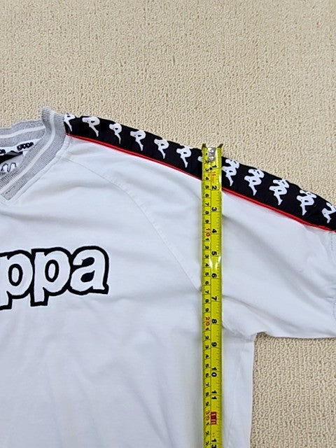 Kappa Men's XL White Short Sleeve Striped V-Neck T-Shirt Regular
