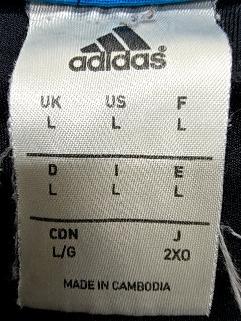 Adidas Women's Black Color Block T-Shirt L 3-Stripes Moisture Wicking
