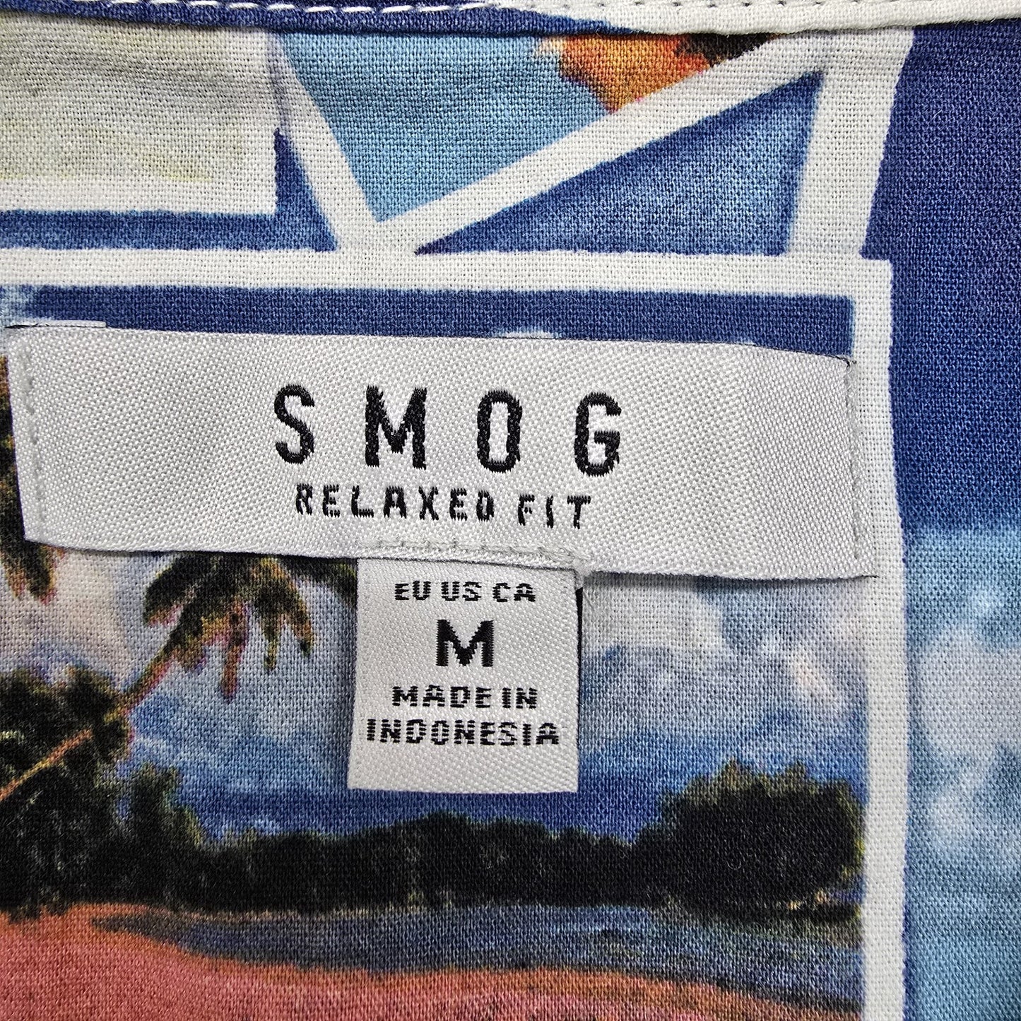 Smog Men's Multicolor Short Sleeve Camp Collar Shirt Size M