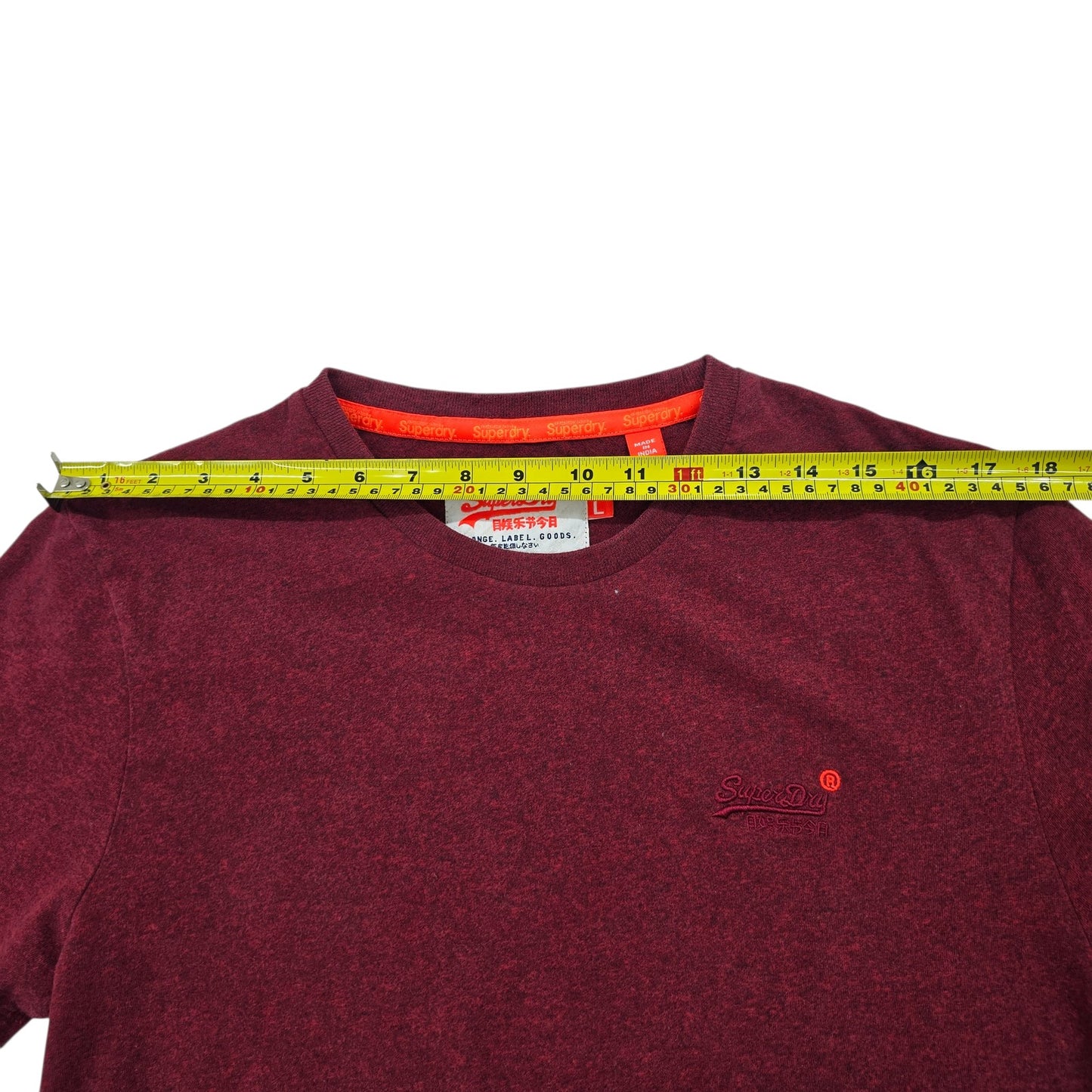 Superdry Men's Burgundy T-Shirt L Crew Neck Short Sleeve Vintage Logo
