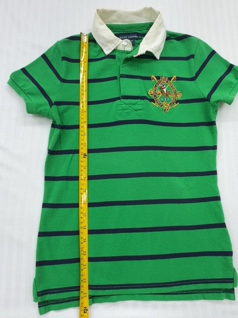 Polo Ralph Lauren Men's Green Navy Striped Polo S Vintage