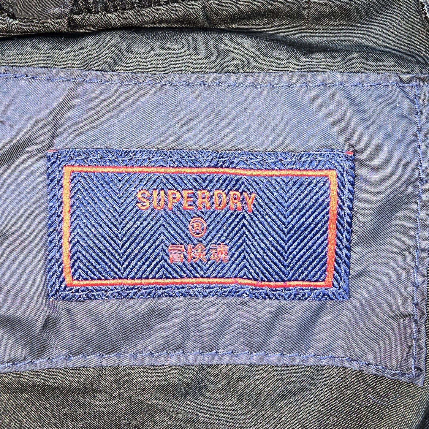 Superdry Men's Navy Hooded Puffer Jacket Size M Zip Quilted Midweight