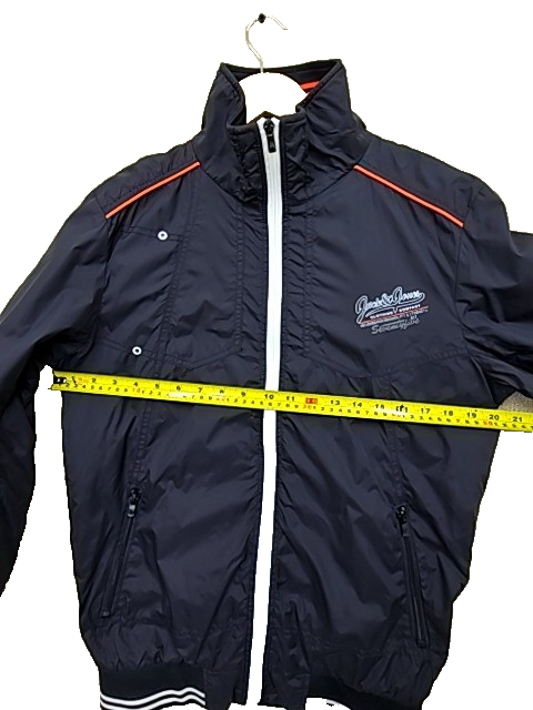 Jack & Jones Navy Bomber Jacket M Nylon Orange Piping Strength First