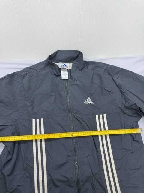 Adidas Unisex Grey Track Jacket Size L Activewear Zipper Nylon