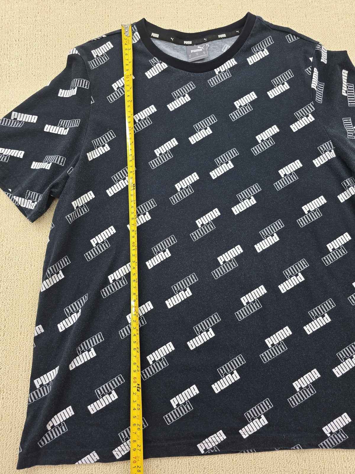 Puma Men's XL Black Brand Love All-Over Logo Print T-Shirt Cotton