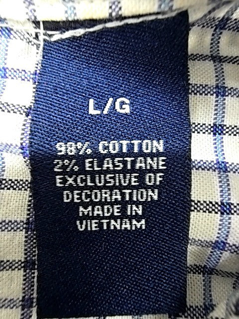 Chaps Blue White Plaid Long Sleeve Button-Down Shirt L Classic Fit