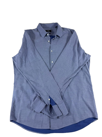 Hugo Boss Men’s Button Up Shirt Medium M Blue Long Sleeve Regular Fit