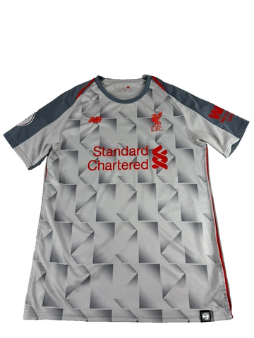 Liverpool FC Jersey Men's Large Grey New Balance Football Soccer Shirt