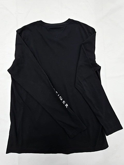 Tommy Hilfiger Men's Black XL Slim Fit Long Sleeve Cotton Tee Logo