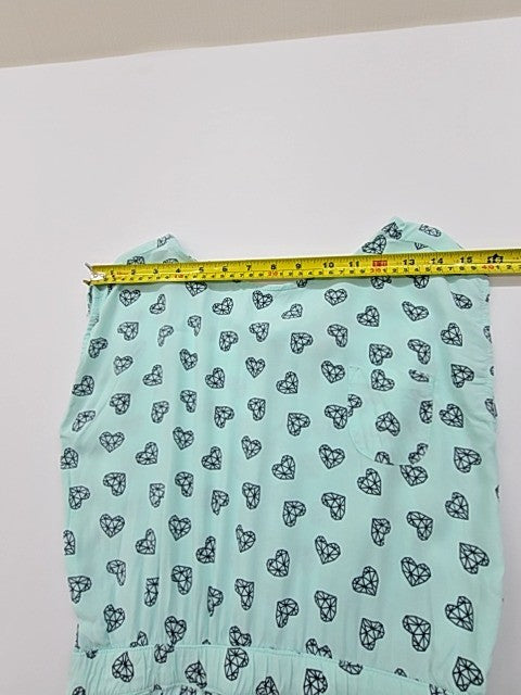 Y.F.K. Girls Mint Green Heart Print Knee Dress 12-14
