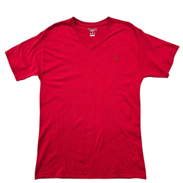 Champion Men's Red V-Neck T-Shirt Size M Cotton