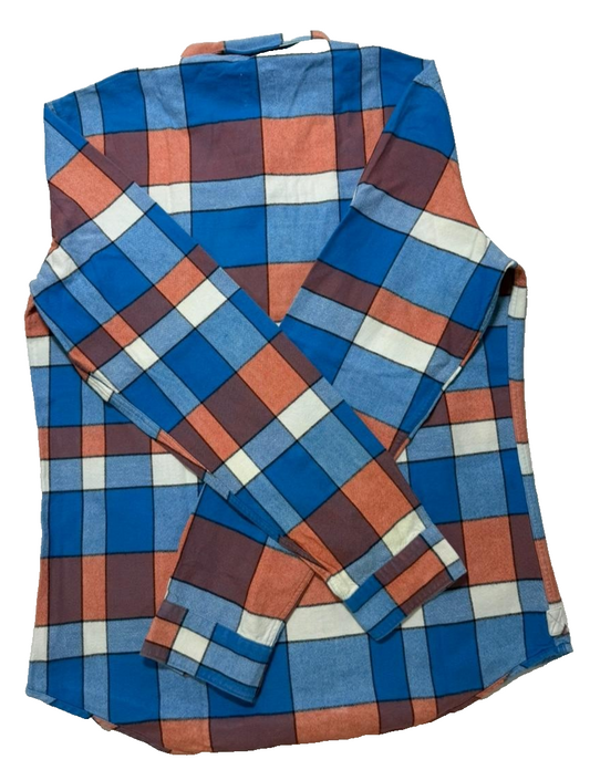 Lacoste Live Men's Long Sleeve Button Down Shirt Plaid Check Blue Orange White