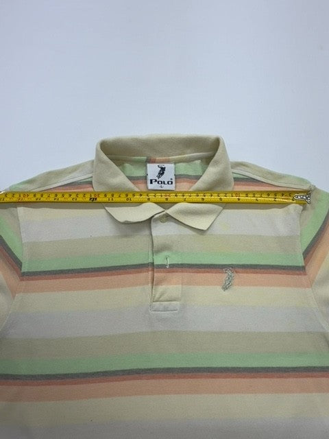 Polo Boys Cream Striped Polo Shirt Size 2T Button-Front Embroidered