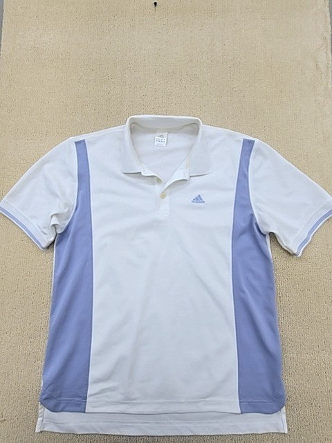Adidas Men's White Stripe Polo Shirt XL Short Sleeve 3 Stripes