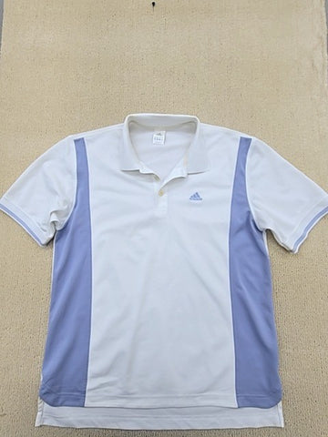 Adidas Men's White Stripe Polo Shirt XL Short Sleeve 3 Stripes