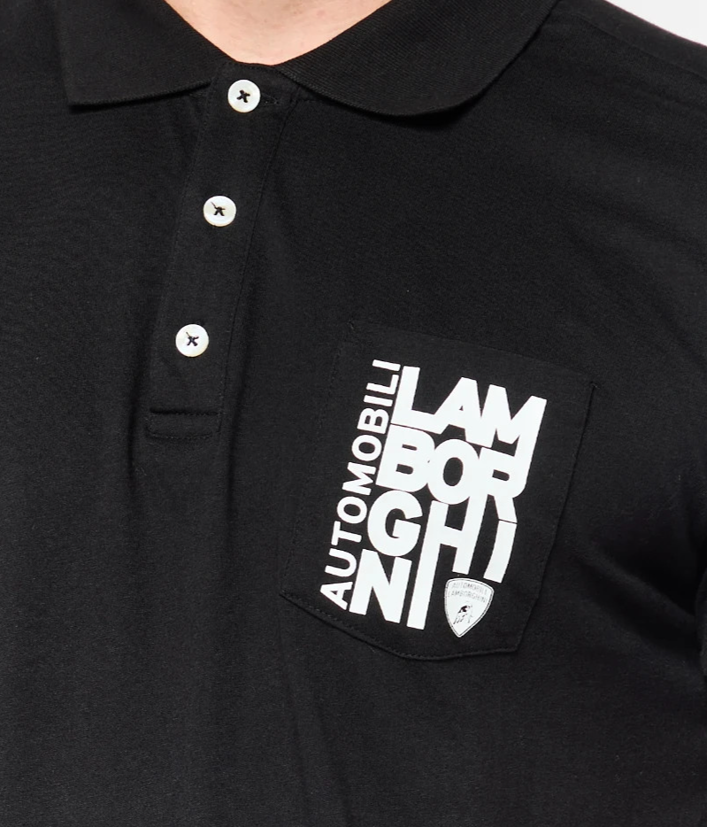 Lamborghini Men's Polo Shirt Black Size XL Premium Style